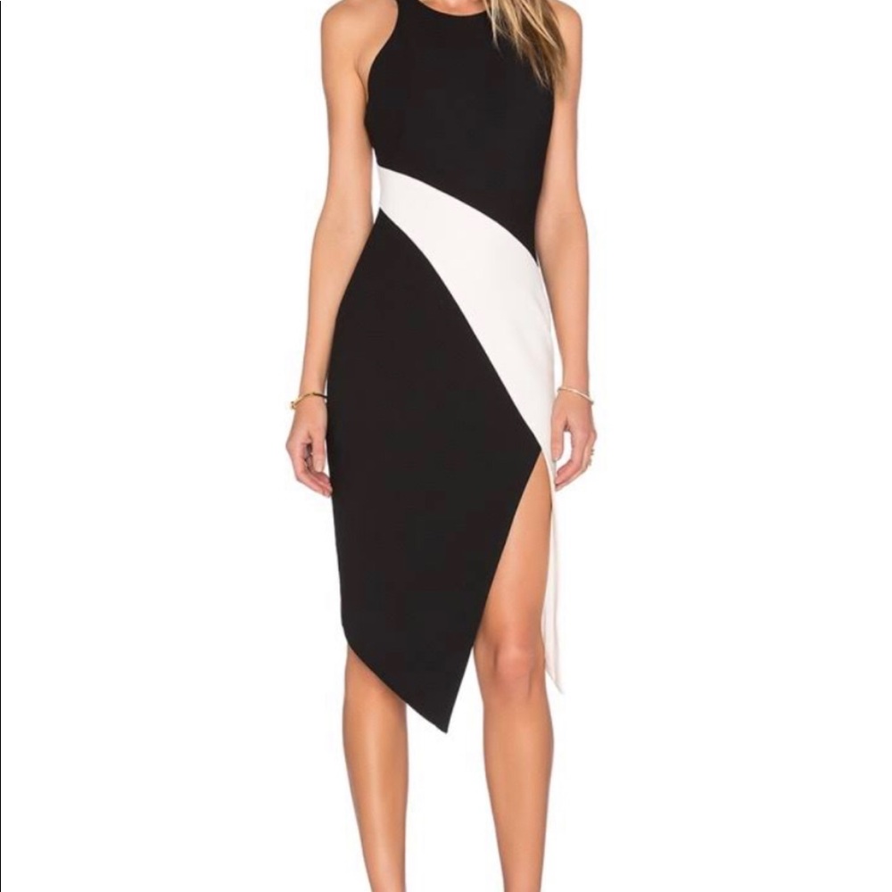 ELIZABETH and JAMES Black White Sexy Sheath Dress